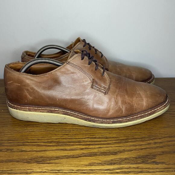 Allen Edmonds Cove Drive Oxfords Dress Shoe Brown Leather Wedge Sole Men Sz 10 E - Picture 1 of 8